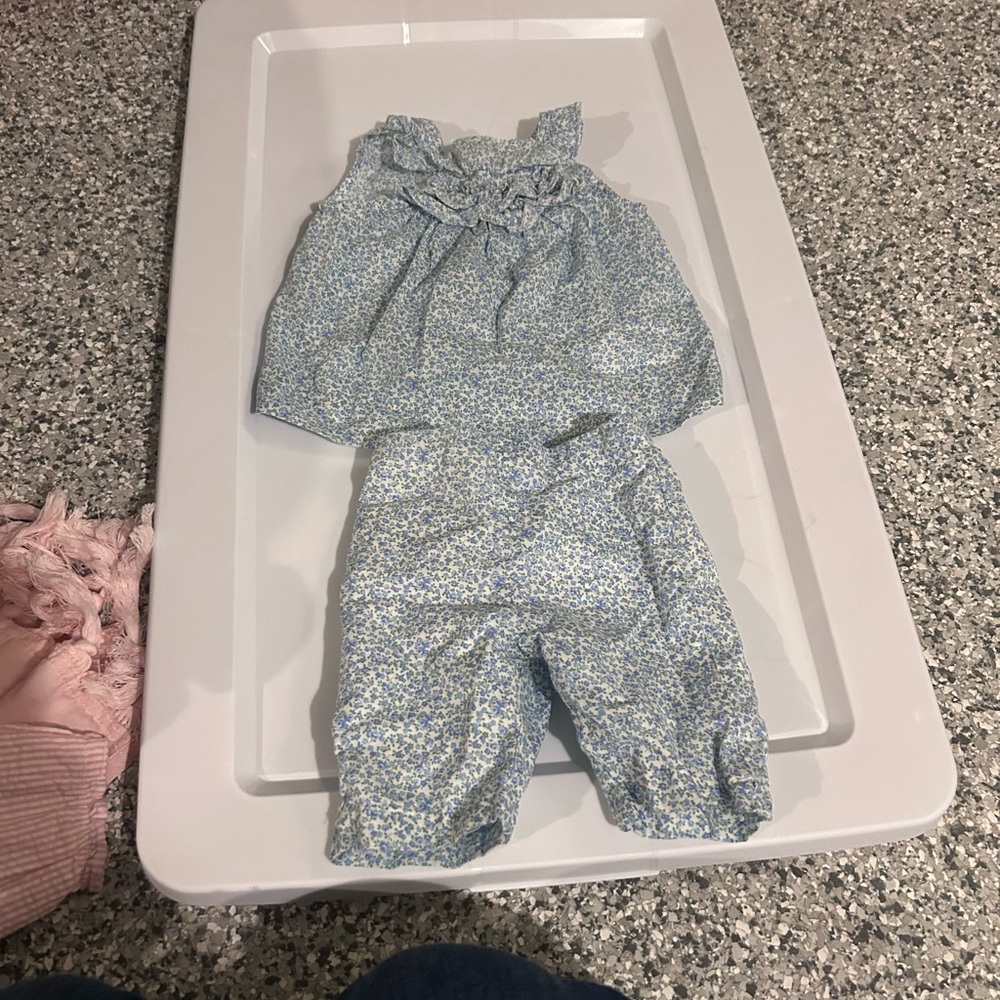 Ralph Lauren Blue and White Floral Infant set